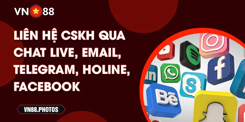 Liên hệ CSKH qua Chat Live, Email, Telegram, Holine, Facebook